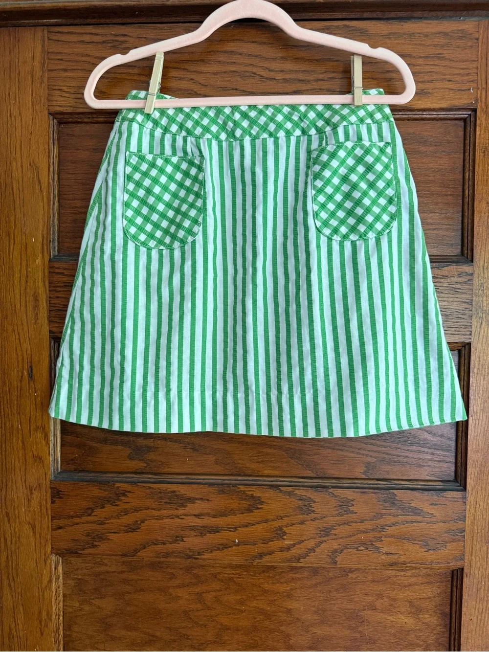 VINTAGE AUSTIN HILL Striped Gingham Mini Skirt Button Down Cute Picnic A Line M